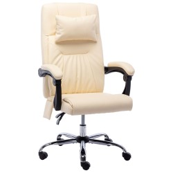 vidaXL Massage-Bürostuhl Creme Kunstleder