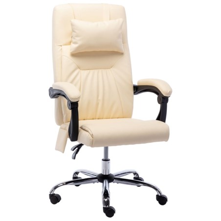 vidaXL Massage-Bürostuhl Creme Kunstleder