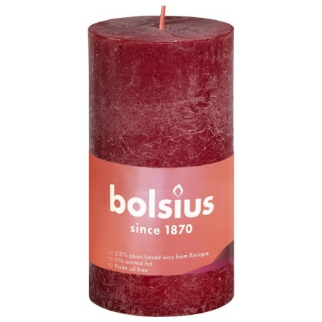Bolsius Rustikale Stumpenkerzen Shine 8 Stk. 100x50 mm Samtrot
