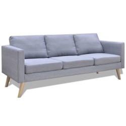 vidaXL Sofa 3-Sitzer Stoff Hellgrau 