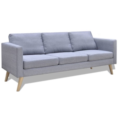vidaXL Sofa 3-Sitzer Stoff Hellgrau 