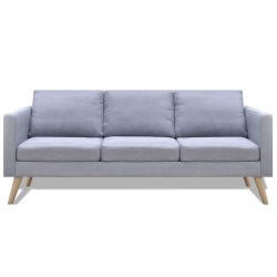 vidaXL Sofa 3-Sitzer Stoff Hellgrau 
