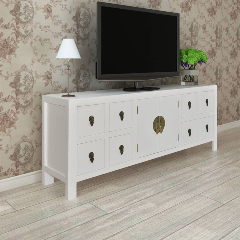 vidaXL TV-Schrank Weiß 110x24x48 cm Holzwerkstoff vidaXL TV-Schrank Weiß 110x24x48 cm Holzwerkstoff