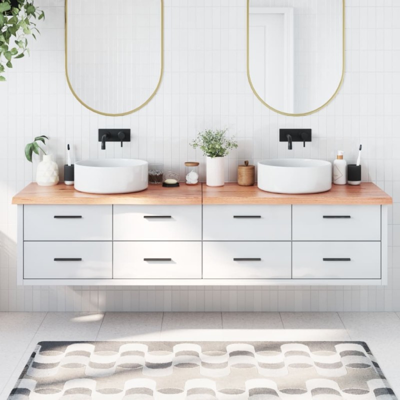 Waschtischplatte Hellbraun 200x50x4 cm Massivholz Behandelt Waschtischplatte Hellbraun 200x50x4 cm Massivholz Behandelt