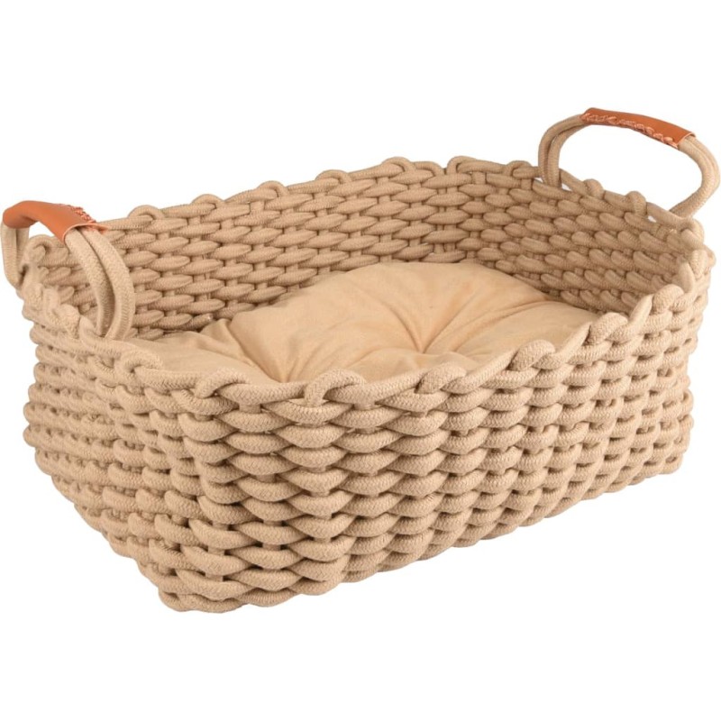 FLAMINGO Haustierkorb mit Kissen Enya Rechteckig Beige 45x32x18 cm FLAMINGO Haustierkorb mit Kissen Enya Rechteckig Beige 45x32x18 cm