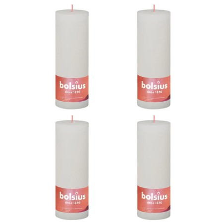 Bolsius Rustikale Stumpenkerzen Shine 4 Stk. 190x68 mm Wolkenweiß