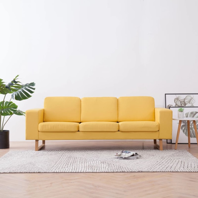 vidaXL 3-Sitzer-Sofa Stoff Gelb vidaXL 3-Sitzer-Sofa Stoff Gelb