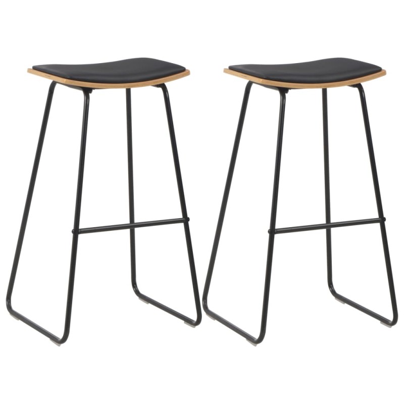 vidaXL Barhocker 2 Stk. Schwarz Kunstleder vidaXL Barhocker 2 Stk. Schwarz Kunstleder