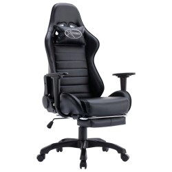 vidaXL Gaming-Stuhl mit Fußstütze Schwarz Kunstleder 