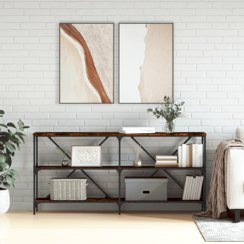 vidaXL Konsolentisch Räuchereiche 160x30x75 cm Holzwerkstoff und Eisen vidaXL Konsolentisch Räuchereiche 160x30x75 cm Holzwerkstoff und Eisen