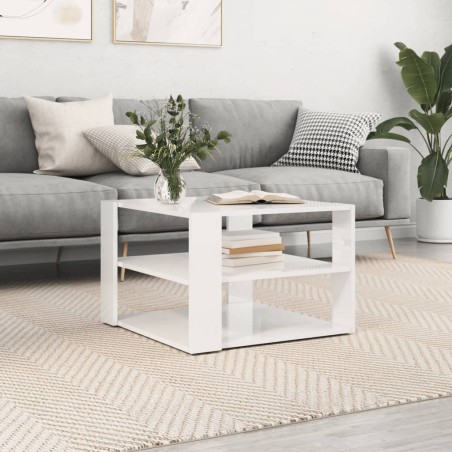 vidaXL Couchtisch Hochglanz-Weiß 59,5x59,5x40 cm Holzwerkstoff