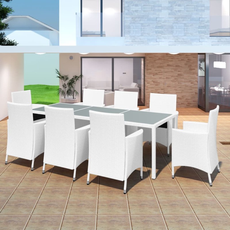 vidaXL 9-tlg. Garten-Essgruppe Poly Rattan Cremeweiß vidaXL 9-tlg. Garten-Essgruppe Poly Rattan Cremeweiß