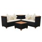 vidaXL 4-tlg. Garten-Lounge-Set mit Auflagen Poly Rattan Schwarz vidaXL 4-tlg. Garten-Lounge-Set mit Auflagen Poly Rattan Schwarz