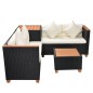 vidaXL 4-tlg. Garten-Lounge-Set mit Auflagen Poly Rattan Schwarz vidaXL 4-tlg. Garten-Lounge-Set mit Auflagen Poly Rattan Schwarz