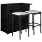 vidaXL 3-tlg. Bistro-Set mit Auflagen Poly Rattan Schwarz vidaXL 3-tlg. Bistro-Set mit Auflagen Poly Rattan Schwarz