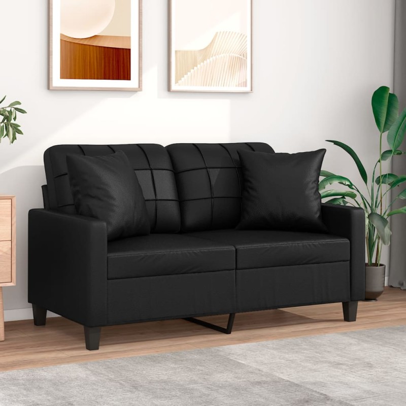 vidaXL 2-Sitzer-Sofa mit Zierkissen Schwarz 120 cm Kunstleder vidaXL 2-Sitzer-Sofa mit Zierkissen Schwarz 120 cm Kunstleder