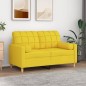 vidaXL 2-Sitzer-Sofa mit Zierkissen Hellgelb 120 cm Stoff vidaXL 2-Sitzer-Sofa mit Zierkissen Hellgelb 120 cm Stoff