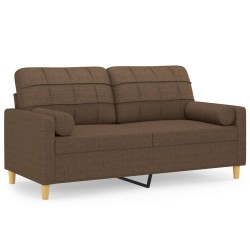 vidaXL 2-Sitzer-Sofa mit Zierkissen Braun 140 cm Stoff