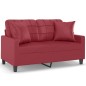 vidaXL 2-Sitzer-Sofa mit Zierkissen Weinrot 120 cm Kunstleder vidaXL 2-Sitzer-Sofa mit Zierkissen Weinrot 120 cm Kunstleder