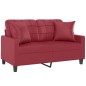 vidaXL 2-Sitzer-Sofa mit Zierkissen Weinrot 120 cm Kunstleder vidaXL 2-Sitzer-Sofa mit Zierkissen Weinrot 120 cm Kunstleder