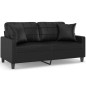 vidaXL 2-Sitzer-Sofa mit Zierkissen Schwarz 140 cm Kunstleder vidaXL 2-Sitzer-Sofa mit Zierkissen Schwarz 140 cm Kunstleder