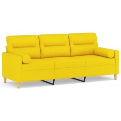 vidaXL 3-Sitzer-Sofa mit Zierkissen Hellgelb 180 cm Stoff