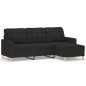 vidaXL 3-Sitzer-Sofa mit Hocker Schwarz 180 cm Stoff vidaXL 3-Sitzer-Sofa mit Hocker Schwarz 180 cm Stoff
