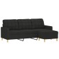 vidaXL 3-Sitzer-Sofa mit Hocker Schwarz 180 cm Stoff vidaXL 3-Sitzer-Sofa mit Hocker Schwarz 180 cm Stoff
