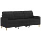vidaXL 3-Sitzer-Sofa mit Hocker Schwarz 180 cm Stoff vidaXL 3-Sitzer-Sofa mit Hocker Schwarz 180 cm Stoff