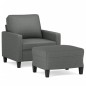 vidaXL Sessel mit Hocker Dunkelgrau 60 cm Stoff vidaXL Sessel mit Hocker Dunkelgrau 60 cm Stoff