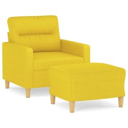 vidaXL Sessel mit Hocker Hellgelb 60 cm Stoff