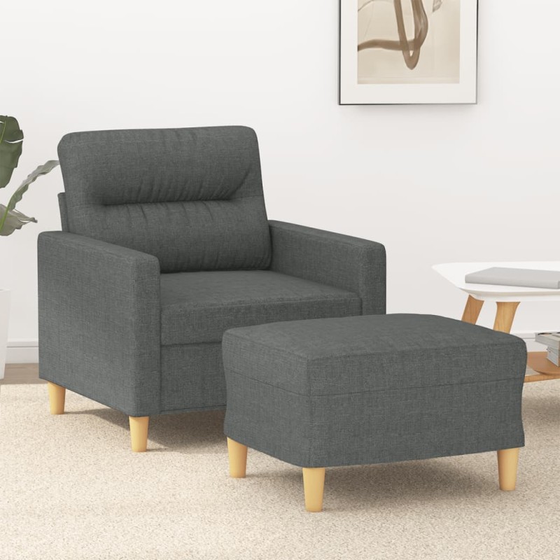 vidaXL Sessel mit Hocker Dunkelgrau 60 cm Stoff vidaXL Sessel mit Hocker Dunkelgrau 60 cm Stoff