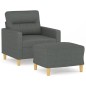 vidaXL Sessel mit Hocker Dunkelgrau 60 cm Stoff vidaXL Sessel mit Hocker Dunkelgrau 60 cm Stoff
