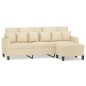 vidaXL 3-Sitzer-Sofa mit Hocker Creme 180 cm Stoff vidaXL 3-Sitzer-Sofa mit Hocker Creme 180 cm Stoff
