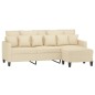 vidaXL 3-Sitzer-Sofa mit Hocker Creme 180 cm Stoff vidaXL 3-Sitzer-Sofa mit Hocker Creme 180 cm Stoff