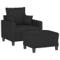 vidaXL Sessel mit Hocker Schwarz 60 cm Stoff vidaXL Sessel mit Hocker Schwarz 60 cm Stoff