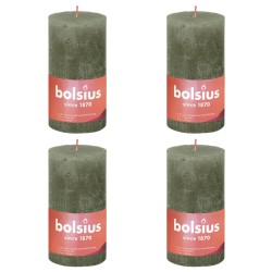 Bolsius Rustikale Stumpenkerzen Shine 4 Stk. 130x68 mm Olivgrün