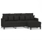 vidaXL 3-Sitzer-Sofa mit Hocker Schwarz 180 cm Stoff vidaXL 3-Sitzer-Sofa mit Hocker Schwarz 180 cm Stoff