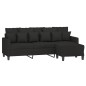 vidaXL 3-Sitzer-Sofa mit Hocker Schwarz 180 cm Stoff vidaXL 3-Sitzer-Sofa mit Hocker Schwarz 180 cm Stoff