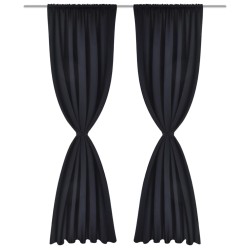Verdunkelungs-Vorhänge mit Schlaufen 135 x 245 cm Schwarz blackout