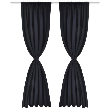 Verdunkelungs-Vorhänge mit Schlaufen 135 x 245 cm Schwarz blackout
