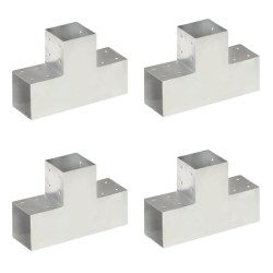 vidaXL Pfostenverbinder 4 Stk. T-Form Verzinktes Metall 101 x 101 mm