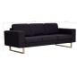 vidaXL 3-Sitzer-Sofa Stoff Schwarz vidaXL 3-Sitzer-Sofa Stoff Schwarz