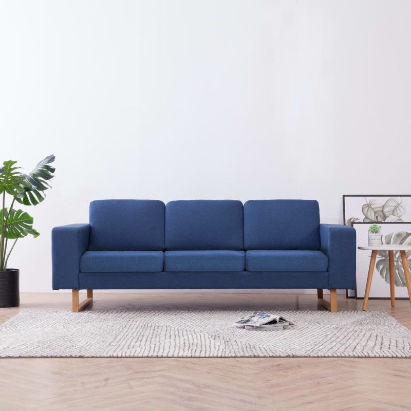 vidaXL 3-Sitzer-Sofa Stoff Blau vidaXL 3-Sitzer-Sofa Stoff Blau