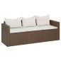 vidaXL Gartensofa 3-Sitzer mit Kissen Braun Poly Rattan vidaXL Gartensofa 3-Sitzer mit Kissen Braun Poly Rattan