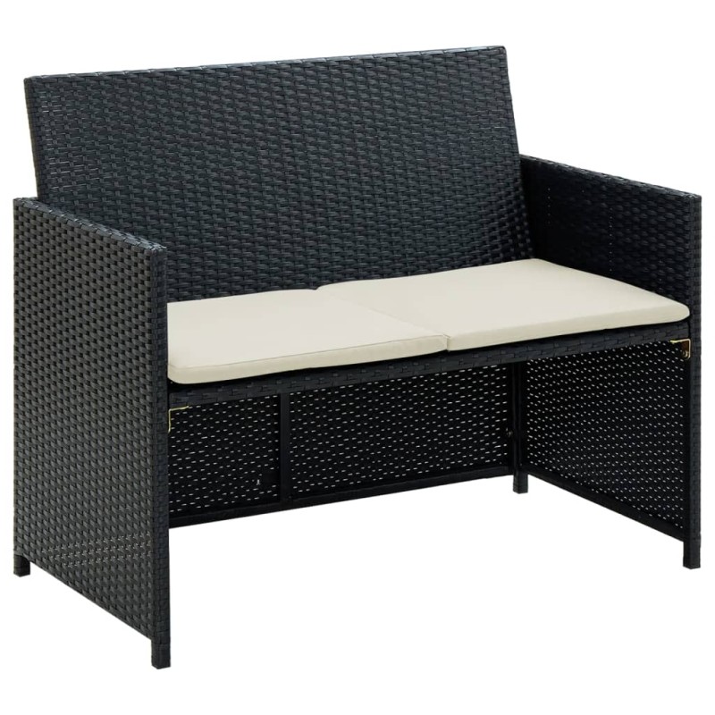 vidaXL 2-Sitzer-Gartensofa mit Polstern Schwarz Poly Rattan vidaXL 2-Sitzer-Gartensofa mit Polstern Schwarz Poly Rattan