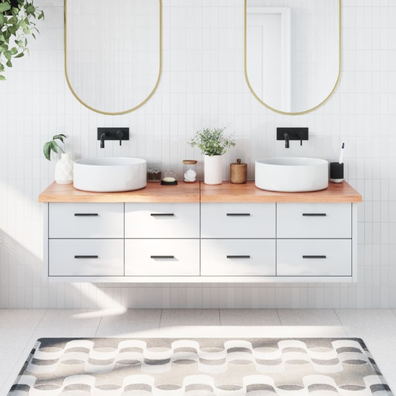 Waschtischplatte Hellbraun 180x60x4 cm Massivholz Behandelt Waschtischplatte Hellbraun 180x60x4 cm Massivholz Behandelt