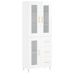 Highboard Hochglanz-Weiß 69,5x34x180 cm Holzwerkstoff