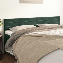 vidaXL Kopfteile 2 Stk. Dunkelgrün 100x5x78/88 cm Samt
