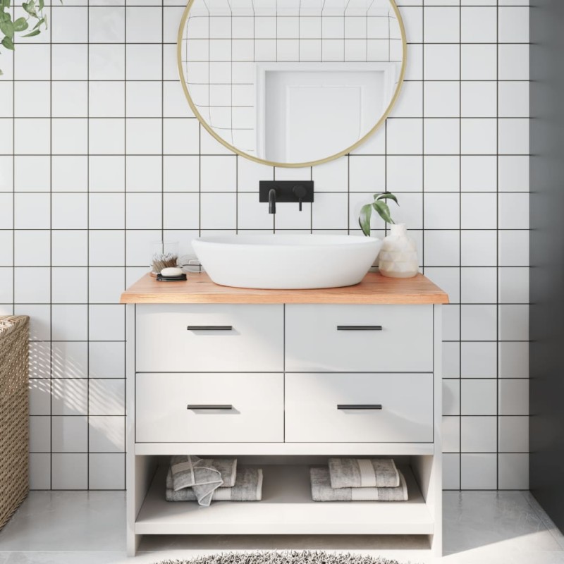 Waschtischplatte Hellbraun 100x60x2 cm Massivholz Behandelt Waschtischplatte Hellbraun 100x60x2 cm Massivholz Behandelt